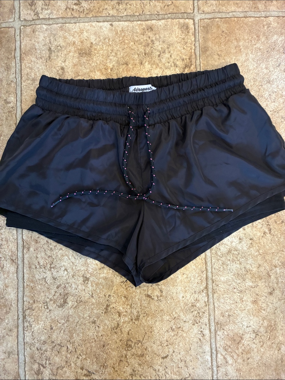 Aeropostale Women's Drawstring Athletic Shorts Size Small Black